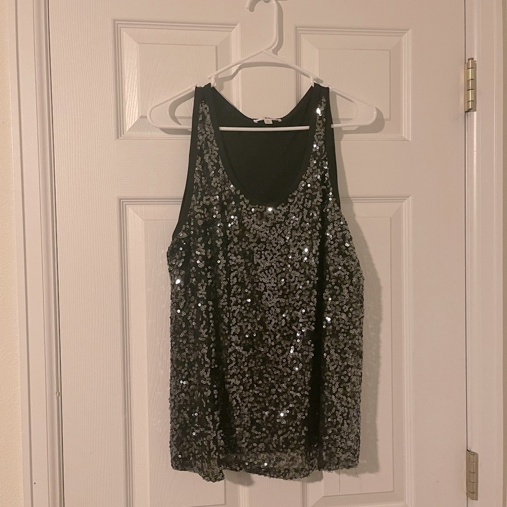 black sequence tank top